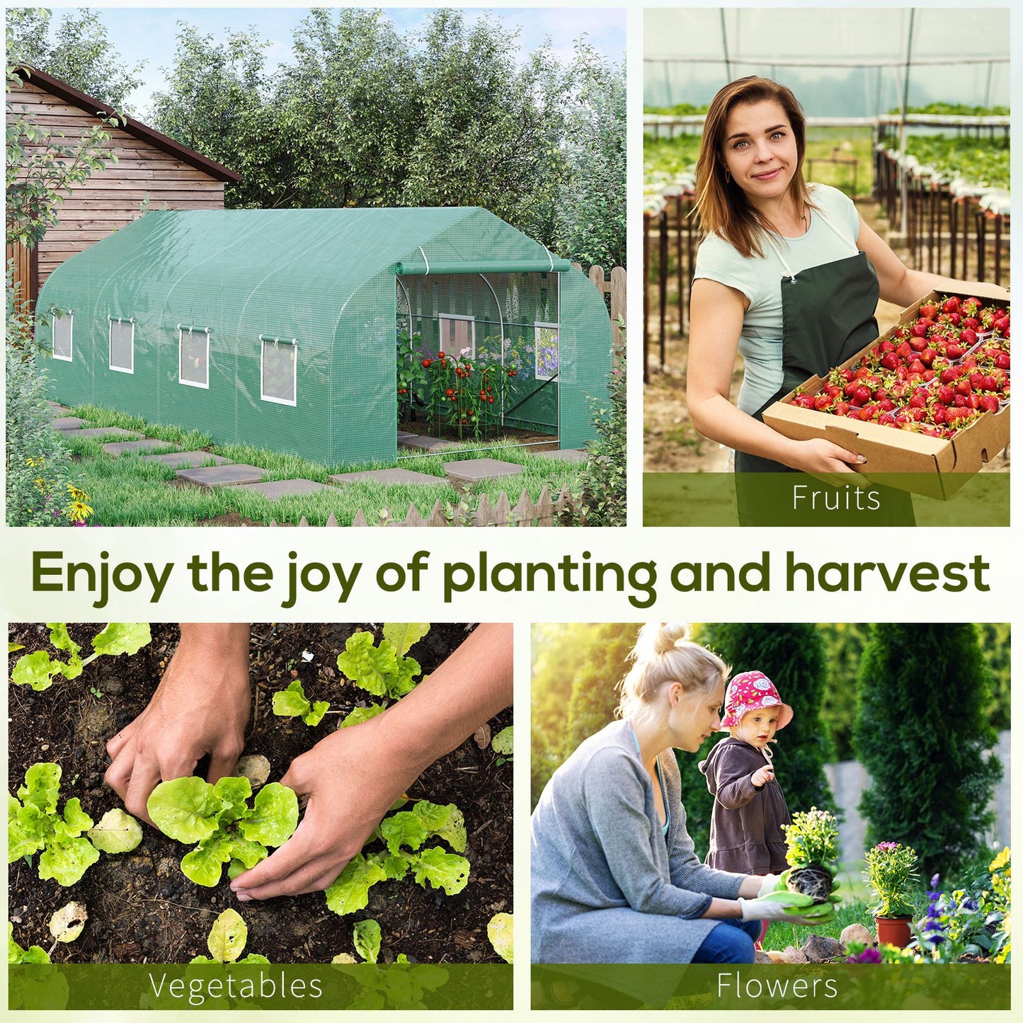 Outsunny 20x10x7ft Walk-in Steeple Greenhouse Outdoor Backyard Plant Seed Growth Tunnel Shed Warm House with 2 Anchor Way White