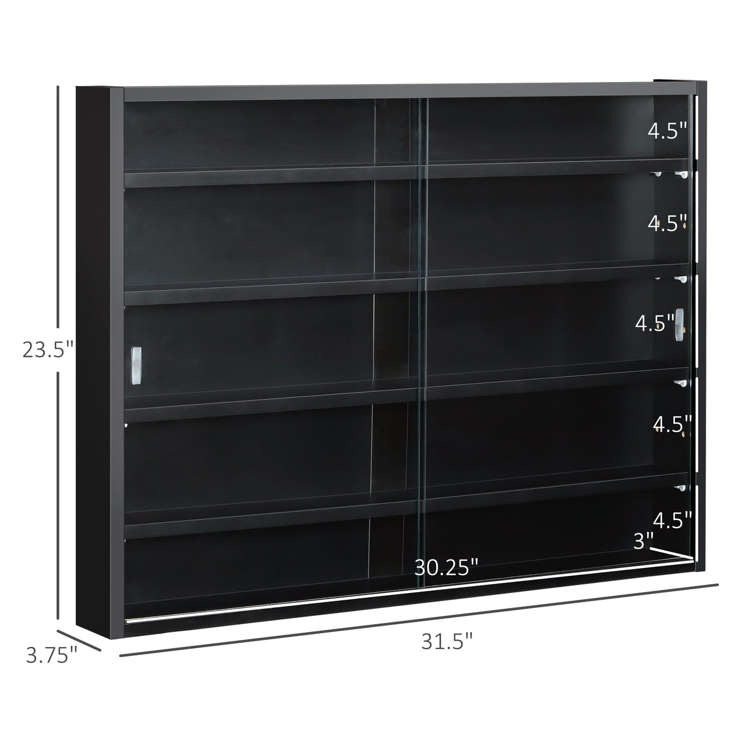 HOMCOM 5-Tier Display Cabinet, Shot Glass Display Case, Glass Curio Cabinet with 2 Glass Doors and 4 Adjustable Shelves, White