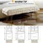 HOMCOM Upholstered Velvet End of Bed Bench 39" Woven End of Bed Bench with Gold Metal Legs for Entryway, Cream White