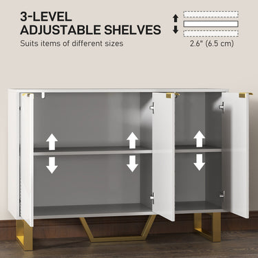 HOMCOM Sideboard Buffet Cabinet with Adjustable Shelves, Living Room Cabinet, TV Cabinet for 50 Inch TV, White