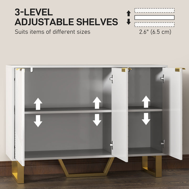 HOMCOM Sideboard Buffet Cabinet with Adjustable Shelves, Living Room Cabinet, TV Cabinet for 50 Inch TV, White