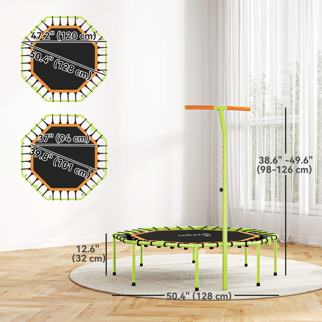 Soozier 50" Foldable Mini Trampoline, Fitness Trampoline Rebounder with Bungee, Adjustable Handle Bar, Stable & Quiet