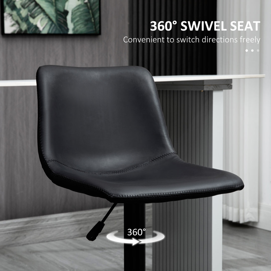 HOMCOM Adjustable Counter Height Bar Stools Set of 2, 360° Swivel Kitchen Counter Stools Dining Chairs with Backs, Vintage Leather, Brown