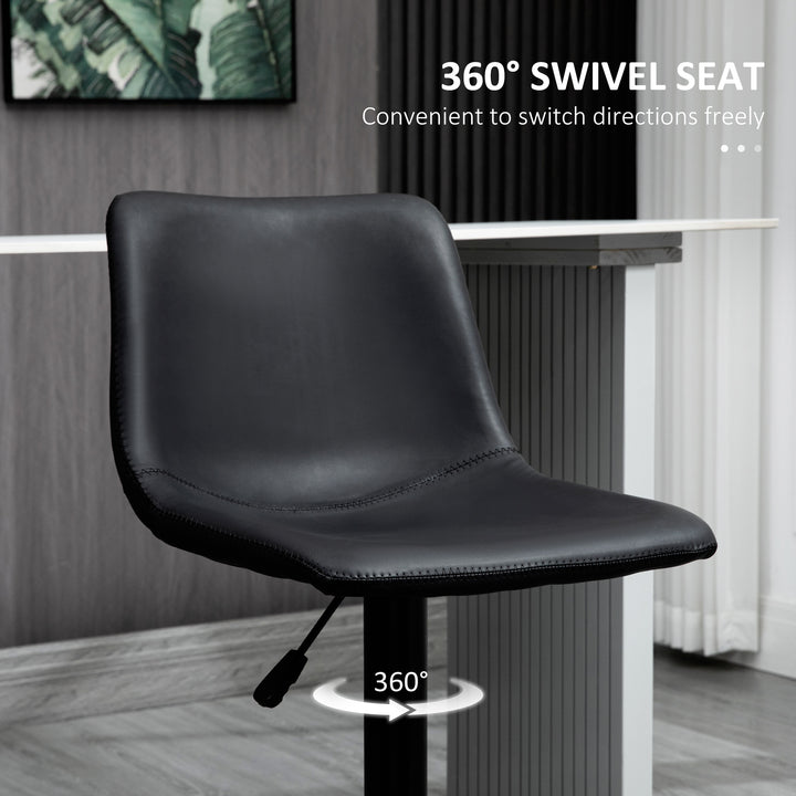 HOMCOM Adjustable Counter Height Bar Stools Set of 2, 360° Swivel Kitchen Counter Stools Dining Chairs with Backs, Vintage Leather, Brown