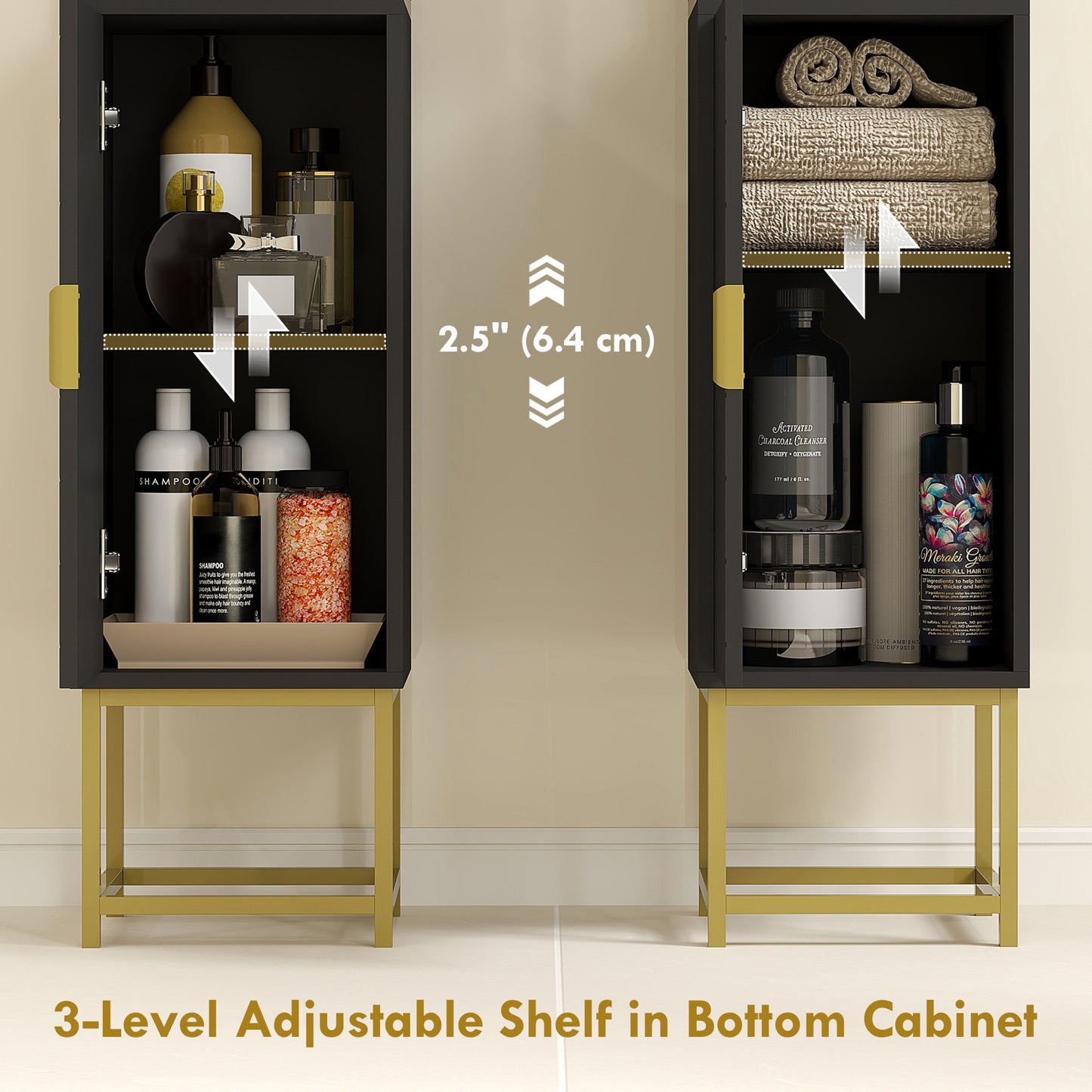 kleankin Tall Bathroom Storage Cabinet, Modern Narrow Bathroom Cabinet with Diamond Chevron Pattern and Adjustable Shelf, White