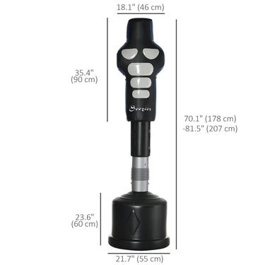 Soozier Free Standing Punching Bag, Height Adjustable Boxing Bag with Fillable Base, Pu-Wrapped for Youths Adults Fitness Training, Home Gym Use, Multi-colour