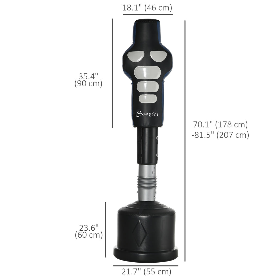 Soozier Free Standing Punching Bag, Height Adjustable Boxing Bag with Fillable Base, Pu-Wrapped for Youths Adults Fitness Training, Home Gym Use, Multi-colour