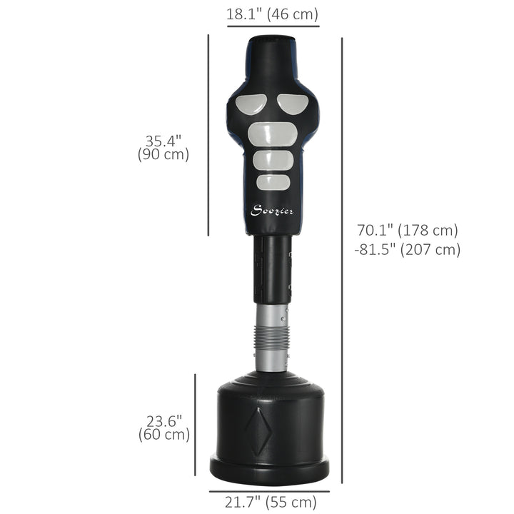 Soozier Free Standing Punching Bag, Height Adjustable Boxing Bag with Fillable Base, Pu-Wrapped for Youths Adults Fitness Training, Home Gym Use, Multi-colour