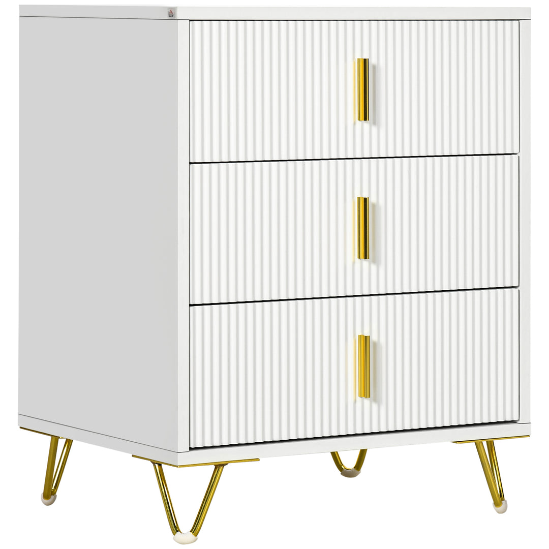 HOMCOM Drawer Chest, 3-Drawer Storage Cabinet Unit with Metal Legs for Living Room, 19.7"x15.7"x24.8", White