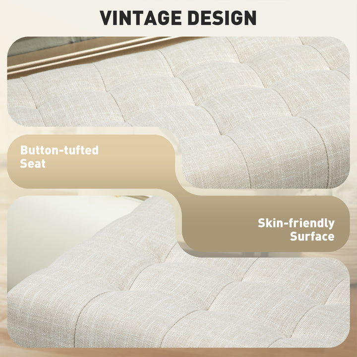 HOMCOM Storage Ottoman, Linen Fabric End of Bed Bench with Button Tufted Storage Bench for Bedroom, Grey