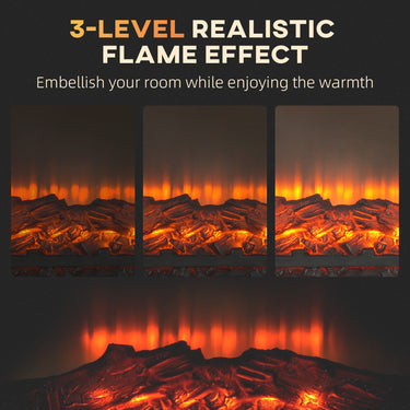 HOMCOM Electric Fireplace with Mantel, Freestanding Heater Corner Firebox with Log Hearth and Remote Control, 1400W, Brown