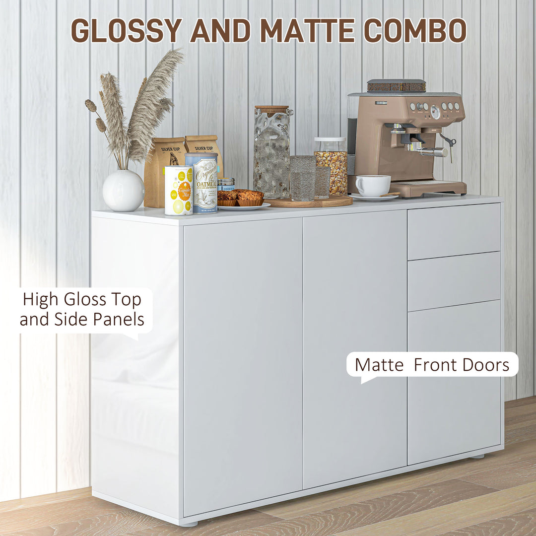 HOMCOM Kitchen Sideboard Storage Cabinet, Modern Coffee Bar with Push-Open Design and 2 Drawers for Living Room, Black