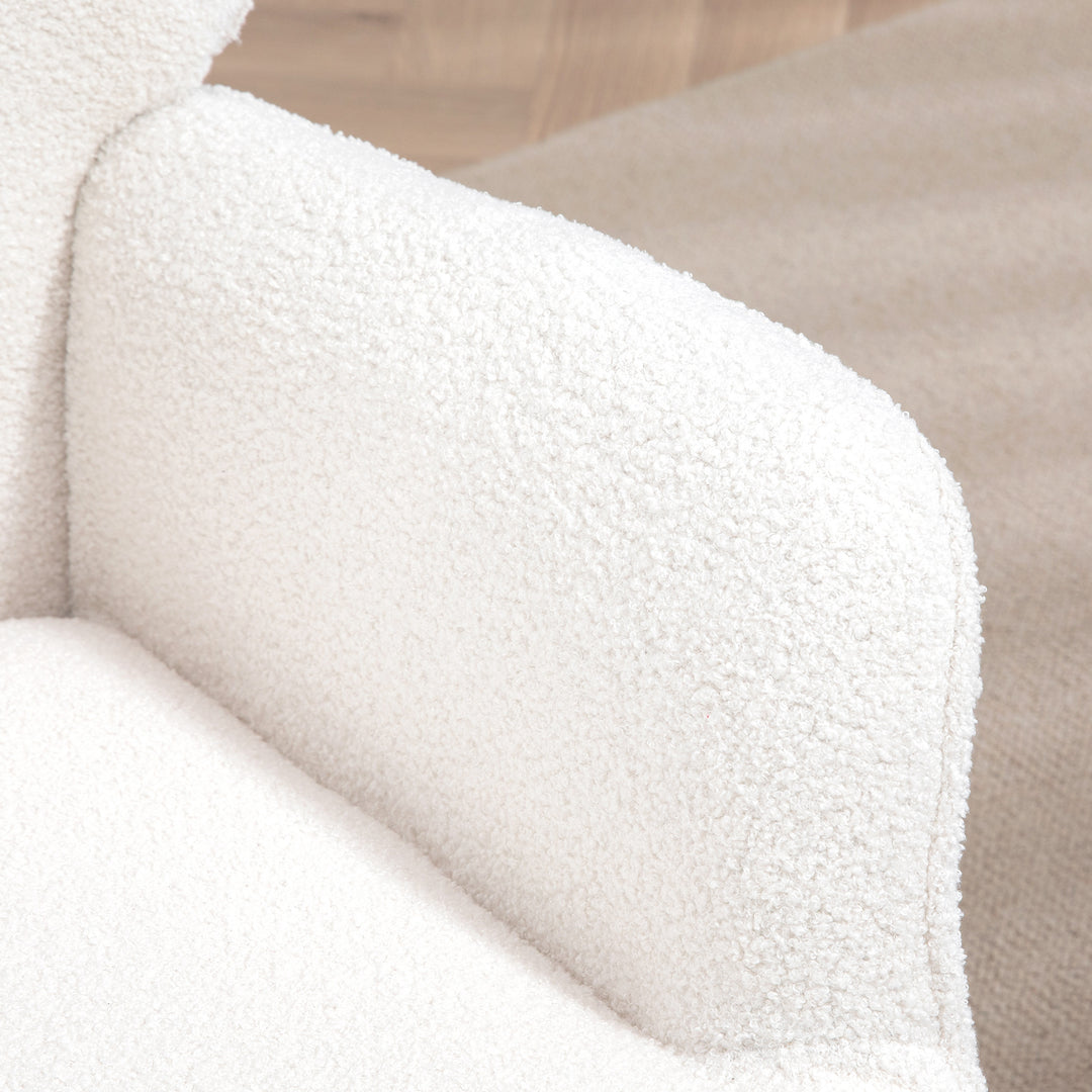 HOMCOM Accent Sherpa Chair, Upholstered Armchair, Fluffy Wingback Chair for Living Room, Reading Room, Cream White