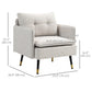 HOMCOM Modern Armchair, Upholstered Accent Chair with Tufted Back Cushion and Steel Legs for Living Room, Bedroom, Grey
