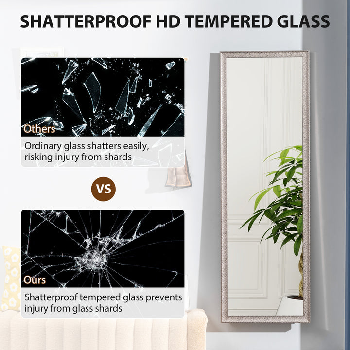 HOMCOM 64" x 21" Rectangular Full Length Mirror with Frame, Free Standing, Wall Mounted or Leaning, Gunmetal Silver