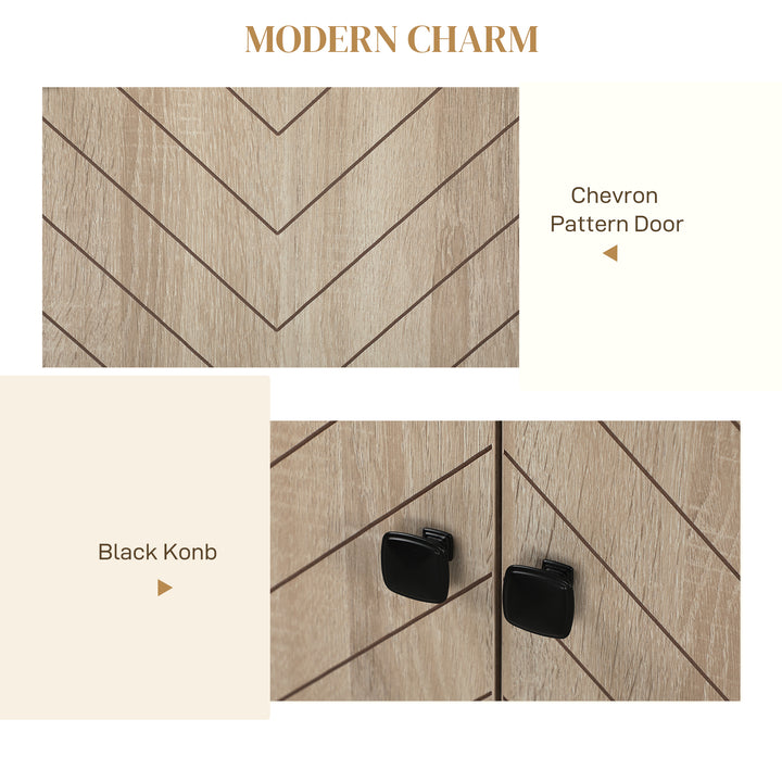 HOMCOM Modern Sideboard, 42.5" Buffet Cabinet with Adjustable Shelves and 3 Drawers, Coffee Bar Cabinet with 2 Doors, Oak