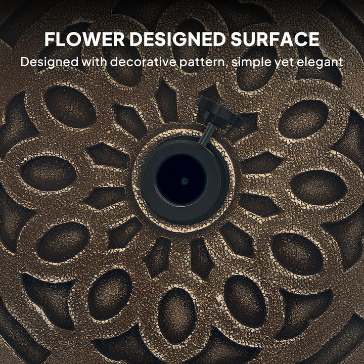 Outsunny 46lbs Resin Round Patio Umbrella Base with Wheels, Umbrella Stand Base, Heavy Duty Patio Umbrella Holder for 1.3"/1.5"/1.9" Poles for Outdoor, Lawn, Poolside, Bronze