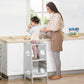 HOMCOM Toddler Tower Kitchen Helper with 3-Level Adjustable Height, Heavy-Duty Kids Step Stool with Safety Rail, White