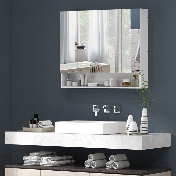 kleankin Wall Mounted Bathroom Medicine Cabinet with Mirror and Adjustable Shelves, Grey