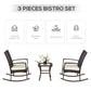 Outsunny 3 Pieces Patio Wicker Rocking Chair Set,  Outdoor PE Rattan Bistro Set Conversation Rocker Set with 2 Chairs 1 Coffee Table for Backyard, Deck, Poolside, Dark Grey
