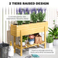 Outsunny Raised Garden Bed with Legs, Elevated Box Planter with Storage Shelf, Bed Liner for Backyard Patio, Natural Wood