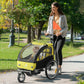 Aosom 2-in-1 Bike Trailer for Kids, Foldable 2-Seat Baby Stroller with 5-Point Harness, Rubber Wheels, Storage Bag, Black