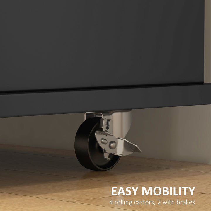 HOMCOM Kitchen Island on Wheels, Kitchen Cart with Drop Leaf, Drawers, White