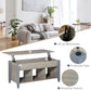 HOMCOM Lift Top Coffee Table with Hidden Storage Compartment and 3 Lower Shelves, Pop-Up Center Table for Living Room, Espresso