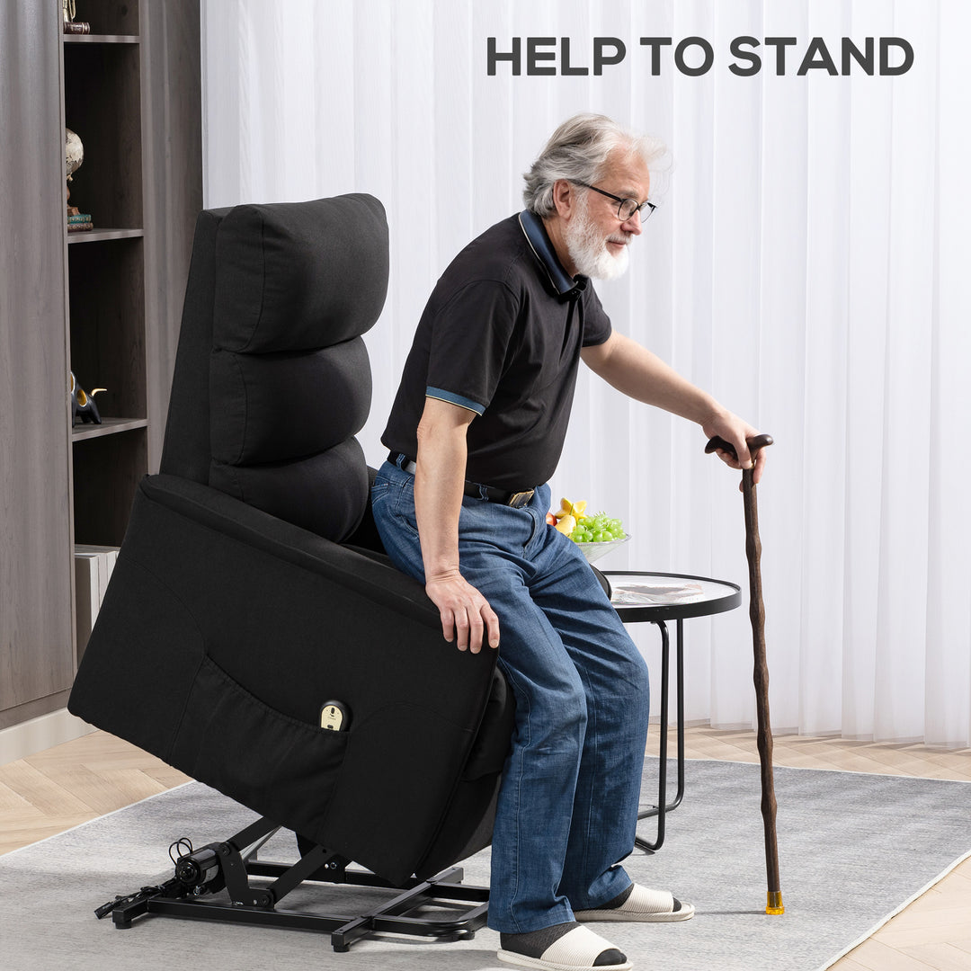 HOMCOM Lift Chair for Elderly, Power Chair Recliner with Remote Control, Side Pockets for Living Room, Dark Grey
