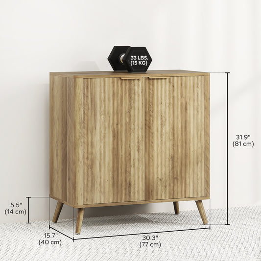 HOMCOM 55" Buffet Cabinet, Modern Sideboard with 2 Fluted Doors and Adjustable Shelf for Kitchen, Living Room, White