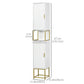 kleankin Tall Bathroom Storage Cabinet, Modern Narrow Bathroom Cabinet with Diamond Chevron Pattern and Adjustable Shelf, White