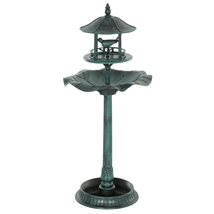 Outsunny 3-in-1 Garden Bird Bath Bowl Pedastal with Large Water Basin, Bird Feeder & Underneath Flower Planter, Green