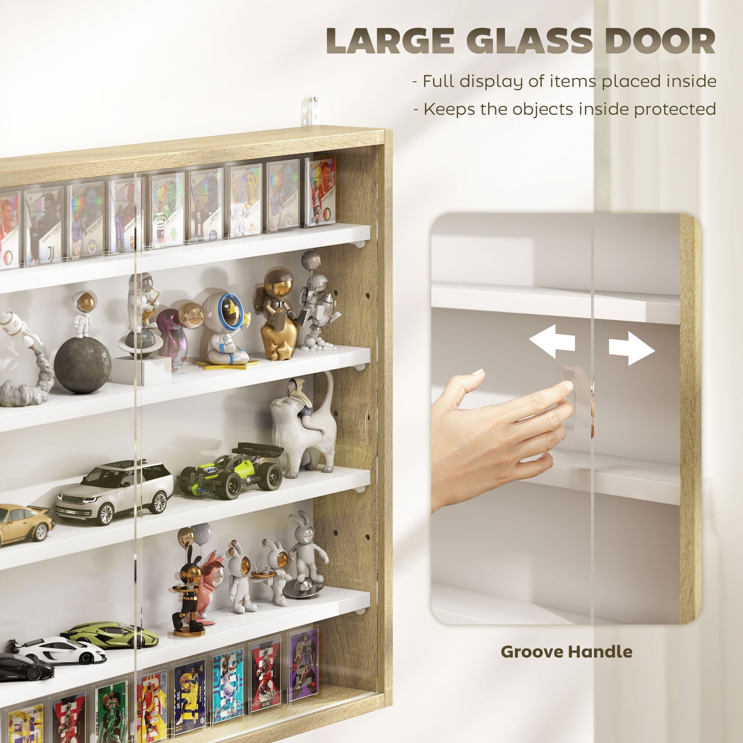 HOMCOM 5-Tier Display Cabinet, Shot Glass Display Case, Glass Curio Cabinet with 2 Glass Doors and 4 Adjustable Shelves, White