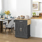 HOMCOM Foldable Kitchen Island with Storage Drawer, Farmhouse Style Rolling Utility Cart, Coffee Bar Cabinet on Wheels with Drop-Leaf Wood Top, White