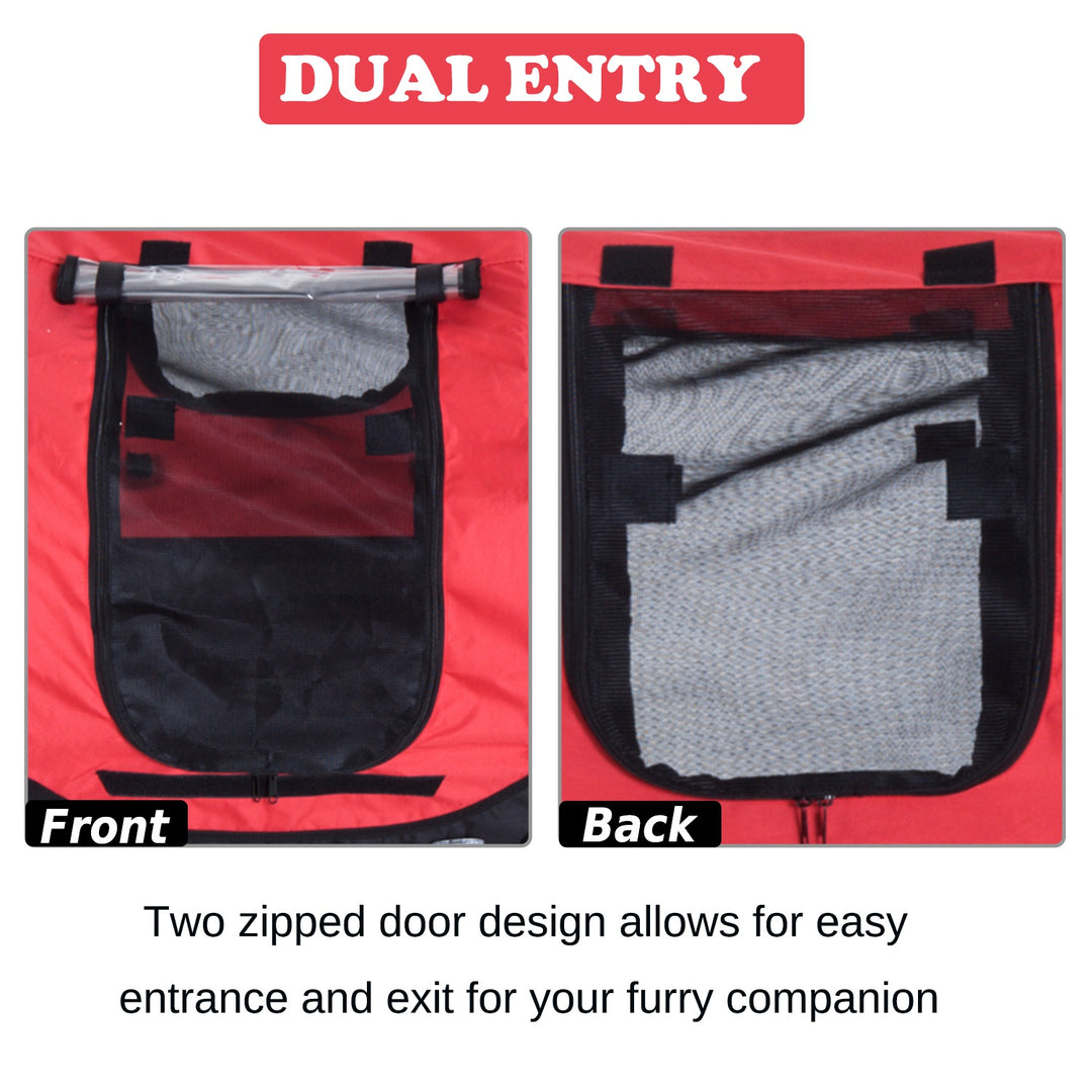 PawHut Pet Bike Trailer Bike Cart Bicycle Dog Cat Travel Carrier Foldable Red