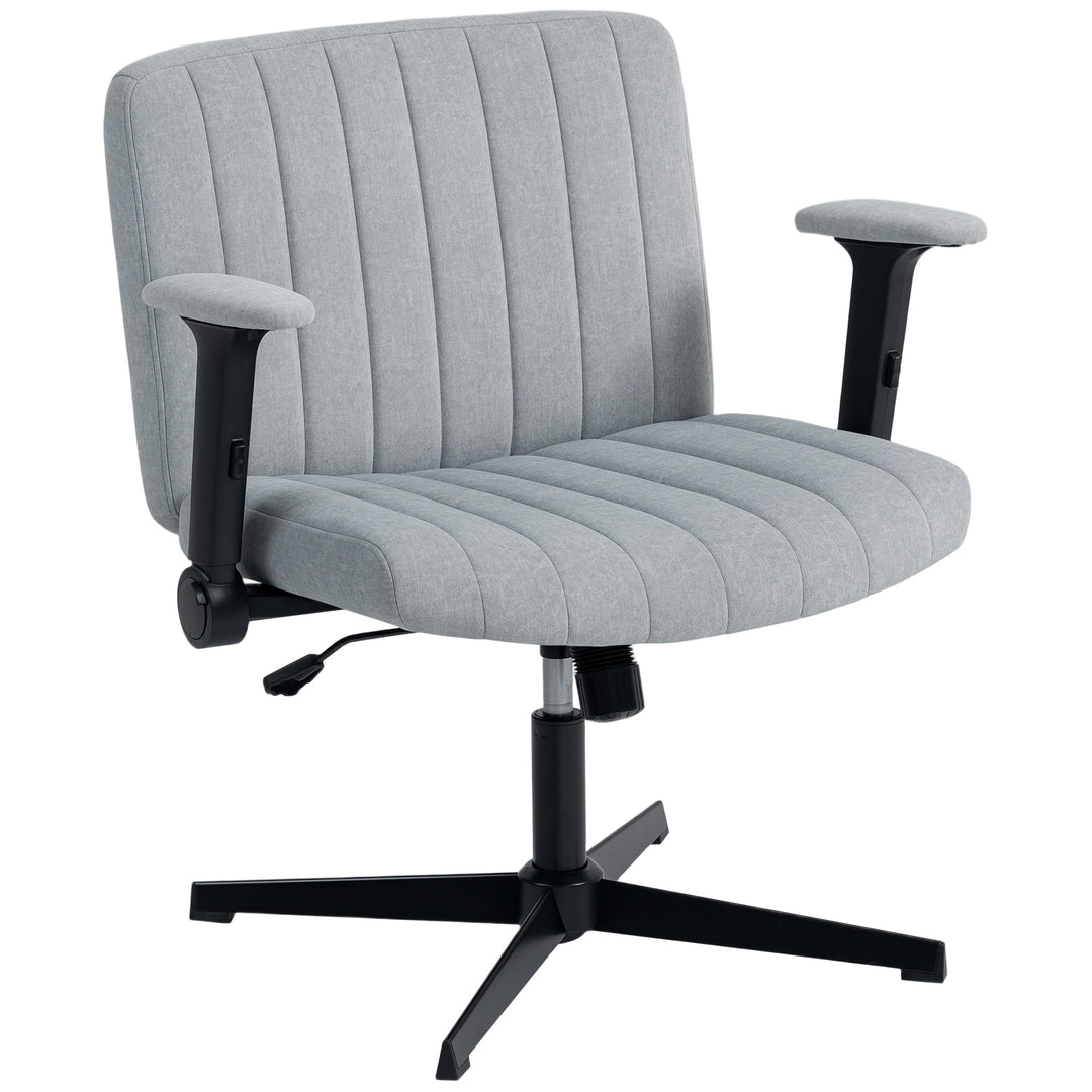 HOMCOM Criss Cross Chair with Flip-up Armrests, Wide Office Chair with Adjustable Height, Tilting, No Wheels, Beige