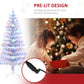 HOMCOM 5ft Xmas Tree Pre-Lit LED Optical Fiber Christmas Tree Artificial Seasonal Decoration w/ Stand Winter Holiday Decor
