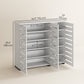 HOMCOM Narrow Shoe Cabinet with Slatted Doors, Adjustable Shelves for 20 Pairs of Shoes, Shoe Cabinet for Entryway, Dark Brown
