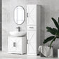 HOMCOM Farmhouse Pedestal Sink Storage Cabinet, Bathroom Under Sink Cabinet with 2 Barn Doors and Adjustable Shelf, White