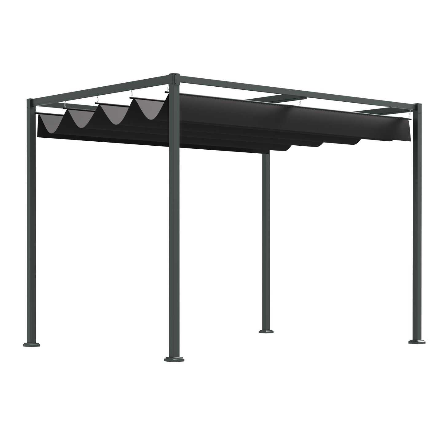 Outsunny 10x7ft Pergola with Retractable Roof Outdoor Patio Sun Shelter Garden Grape Tent Water-resistant Yard Shade Grey