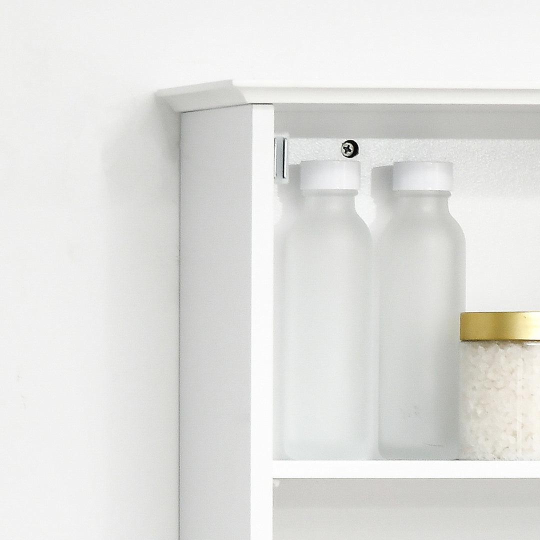 kleankin Bathroom Cabinet Wall Mount with Mirror Door 3 Shelf Organizer for Bathroom, Kitchen, Bedroom, Grey