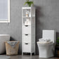 kleankin Narrow Bathroom Cabinet with 3 Drawers and 2 Tier Shelf, Tall Cupboard Freestanding Linen Tower, White
