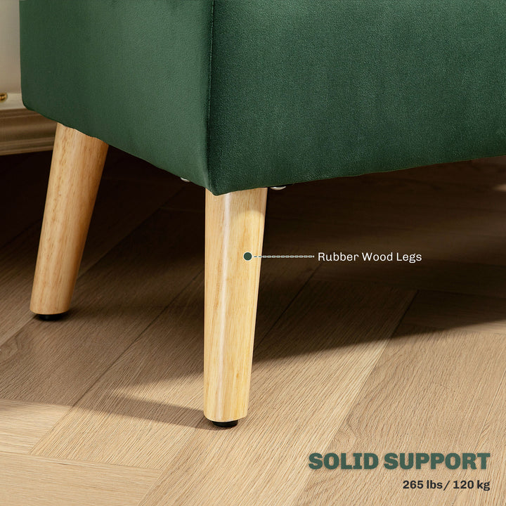 HOMCOM Storage Ottoman with Lid, Velvet Upholstered Storage Bench with Wood Legs for Living Room, Charcoal Grey