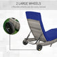 Outsunny Outdoor Adjustable Wicker Chaise Lounge Chair with Cushion & Wheels for Patio, Deck, Poolside, Sky Blue