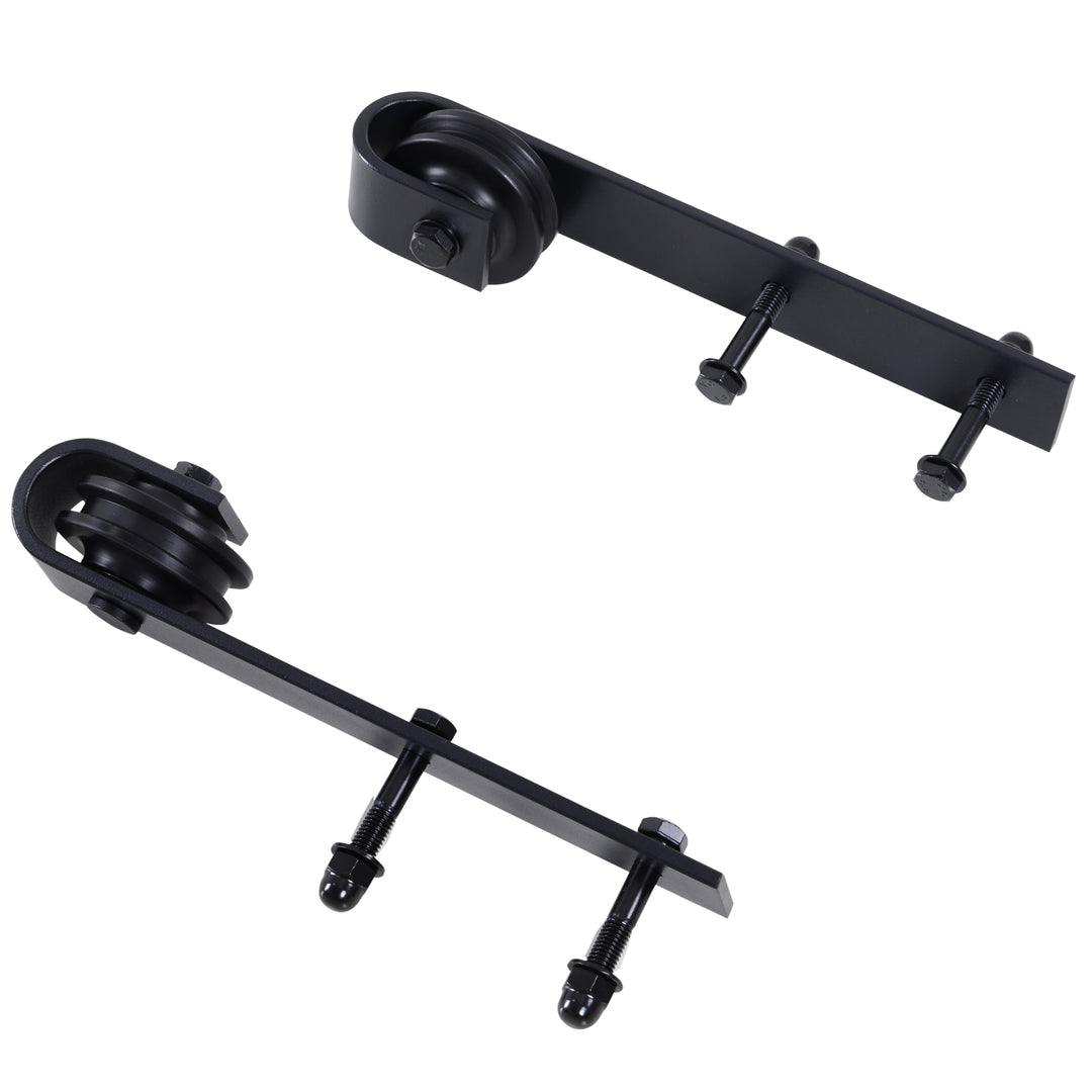 HOMCOM 6.6FT CARBON STEEL Sliding Wood Barn Door Hardware Track Set Door System Carbon Steel J Shape Roller