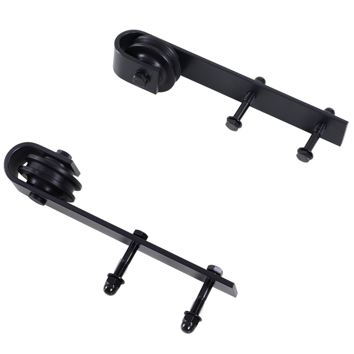 HOMCOM 6.6FT CARBON STEEL Sliding Wood Barn Door Hardware Track Set Door System Carbon Steel J Shape Roller