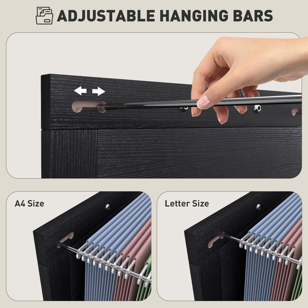 HOMCOM Vertical Filing Cabinet with 2 Drawers, Rustic Farmhouse Office Storage Cabinet for A4, Letter Size, Rustic Brown