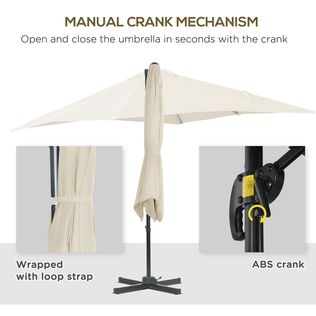 Outsunny 8' x 8' Square Patio Hanging Offset Umbrella with 360° Rotation, Aluminum Outdoor Cantilever Parasol with Crank & Tilt, Sun Canopy Shelter with Cross Base, Wine Red