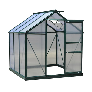 Outsunny 6.2' x 6.3' x 6.6' Clear Polycarbonate Greenhouse Large Walk-In Green House Garden Plants Grow Galvanized Base Aluminium Frame w/ Slide Door