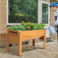 Outsunny Wooden Raised Garden Plant Stand Outdoor Tall Flower Bed Box with Hooks, 48" x 24" x 32", Nature Wood